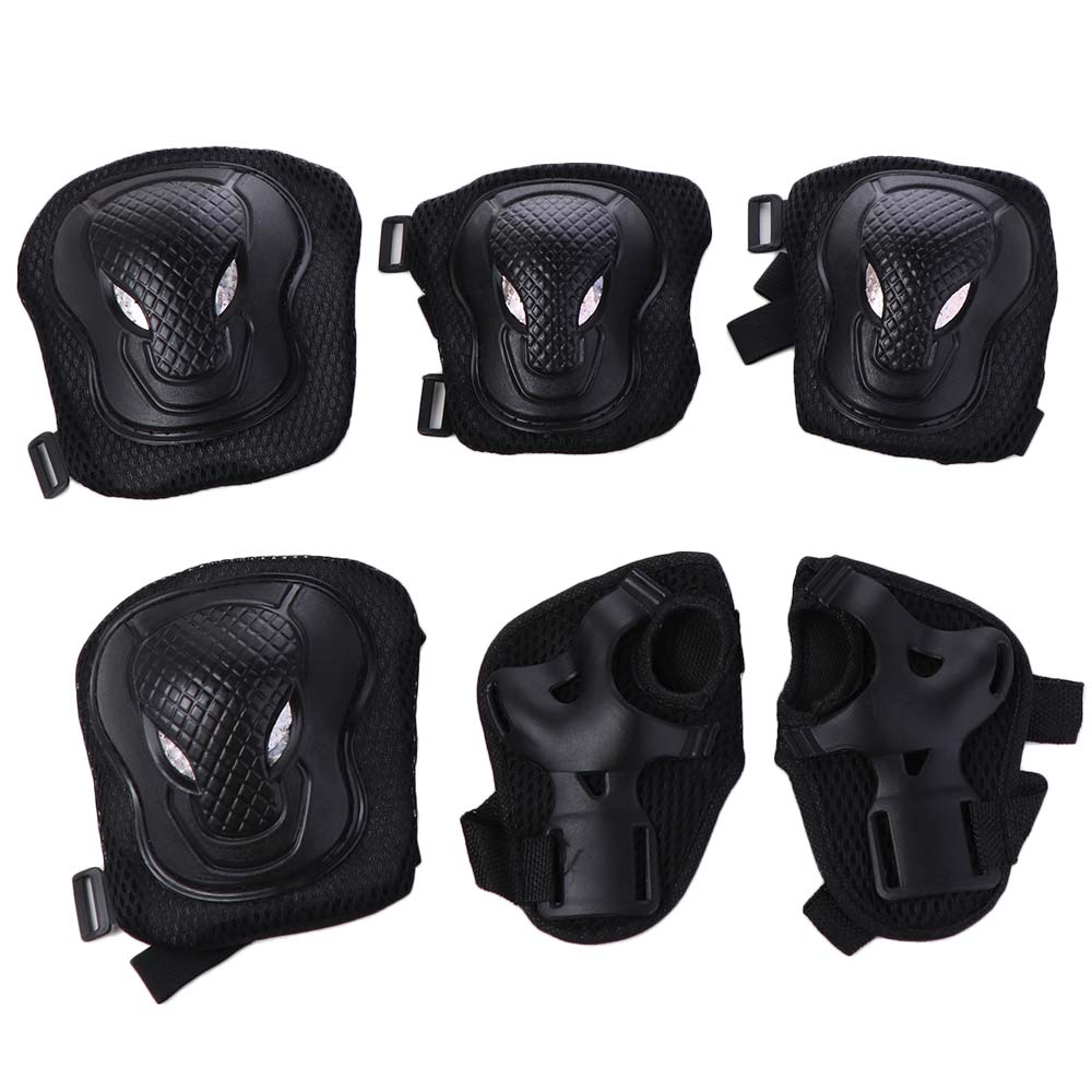 Mountain Biking Elbow Pads - ชุดอุปกรณ์ป้องกันเข่า ข้อศอก และฝ่ามือสำหรับสเก็ตบอร์ด 6 ชิ้น/ชุด แบบหนา