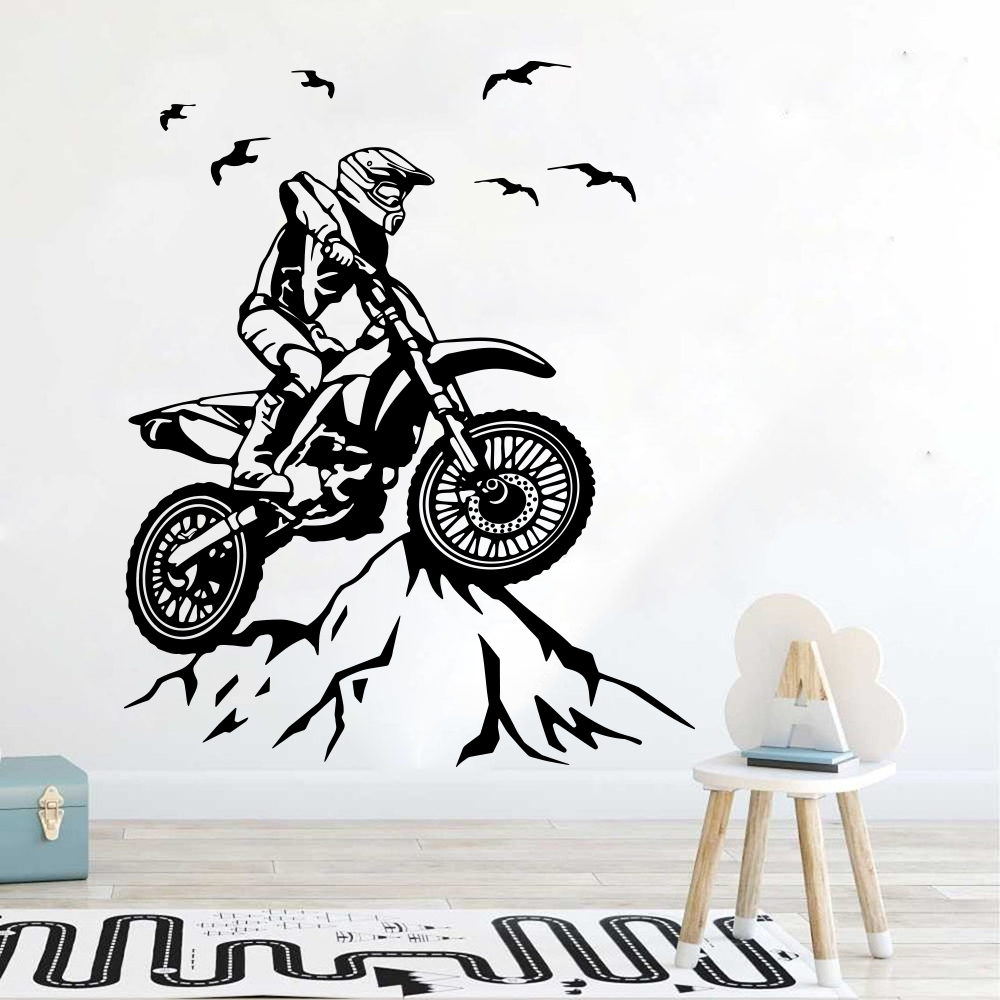 Mountain Biking Europe - Dirt Bike Mountain สติ๊กเกอร์ติดผนังห้องเด็กเล่นมอเตอร์ไซด์ Motorcross Bird